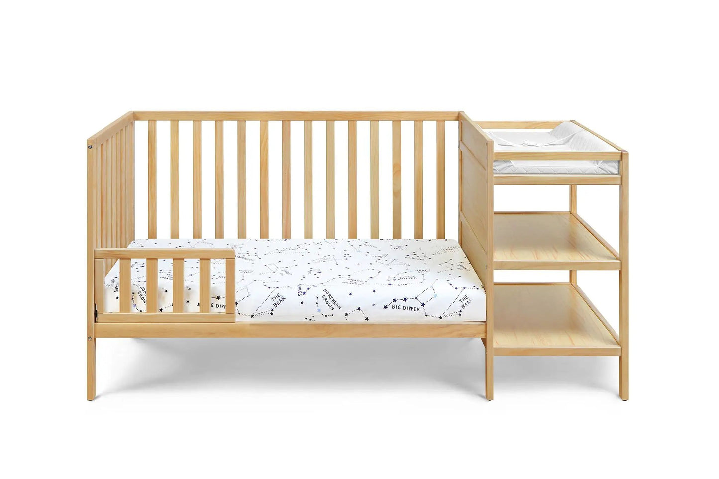 Palmer 3-in-1 Convertible Crib/Changer by Unique Piece Furniture in pine with changer on Tampa Home & Garden Store
