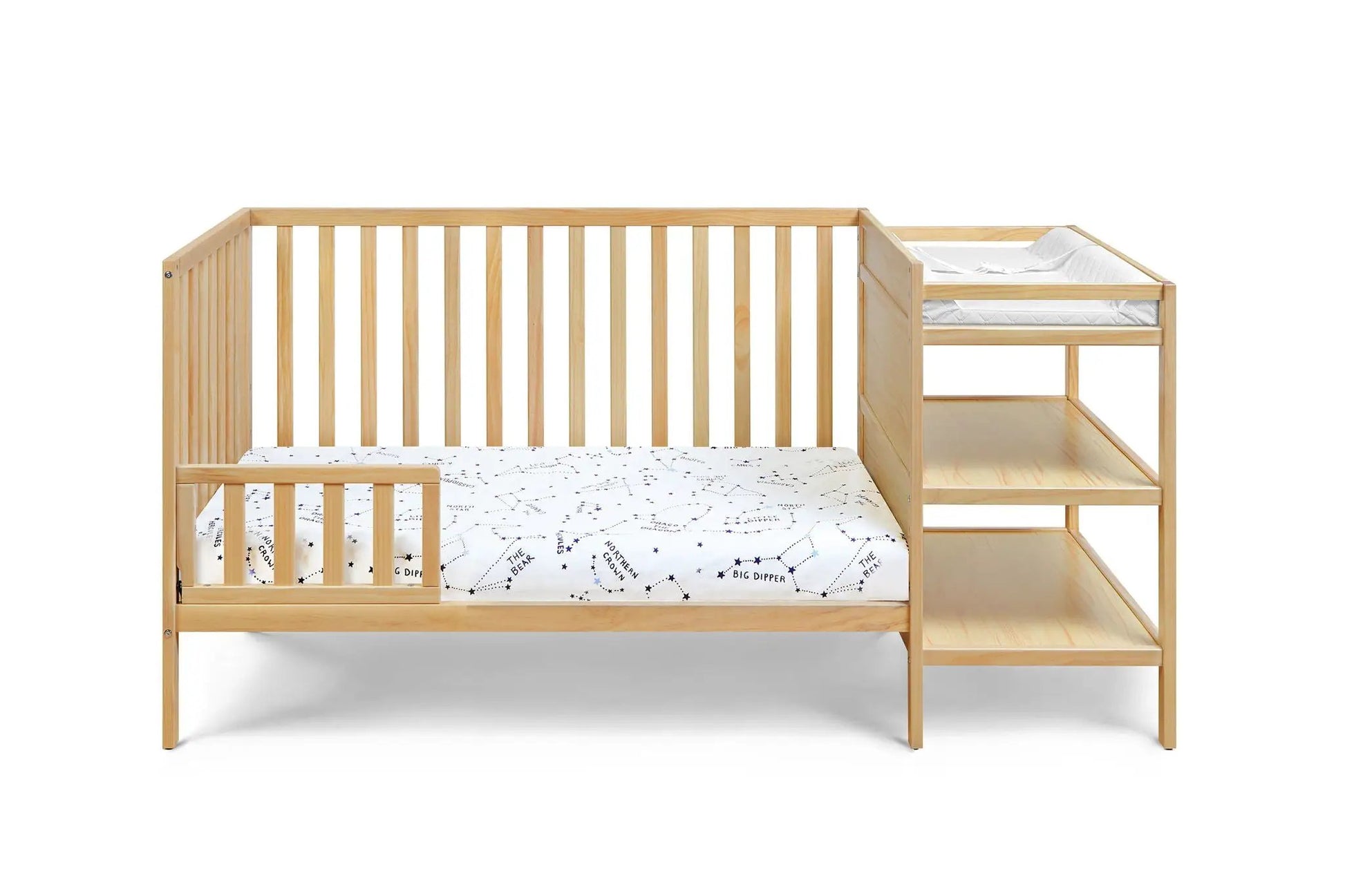 Palmer 3-in-1 Convertible Crib/Changer by Unique Piece Furniture in pine with changer on Tampa Home & Garden Store