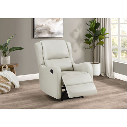 Cortland ivory upholstered English-arm recliner chair by HouseOfZazla, reclining lounge chair on Tampa Home & Garden Store