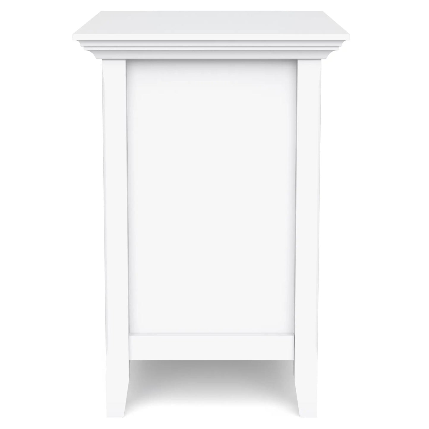 Amherst bedside table handcrafted in white wood with crown molding and open shelf on Tampa Home & Garden Store