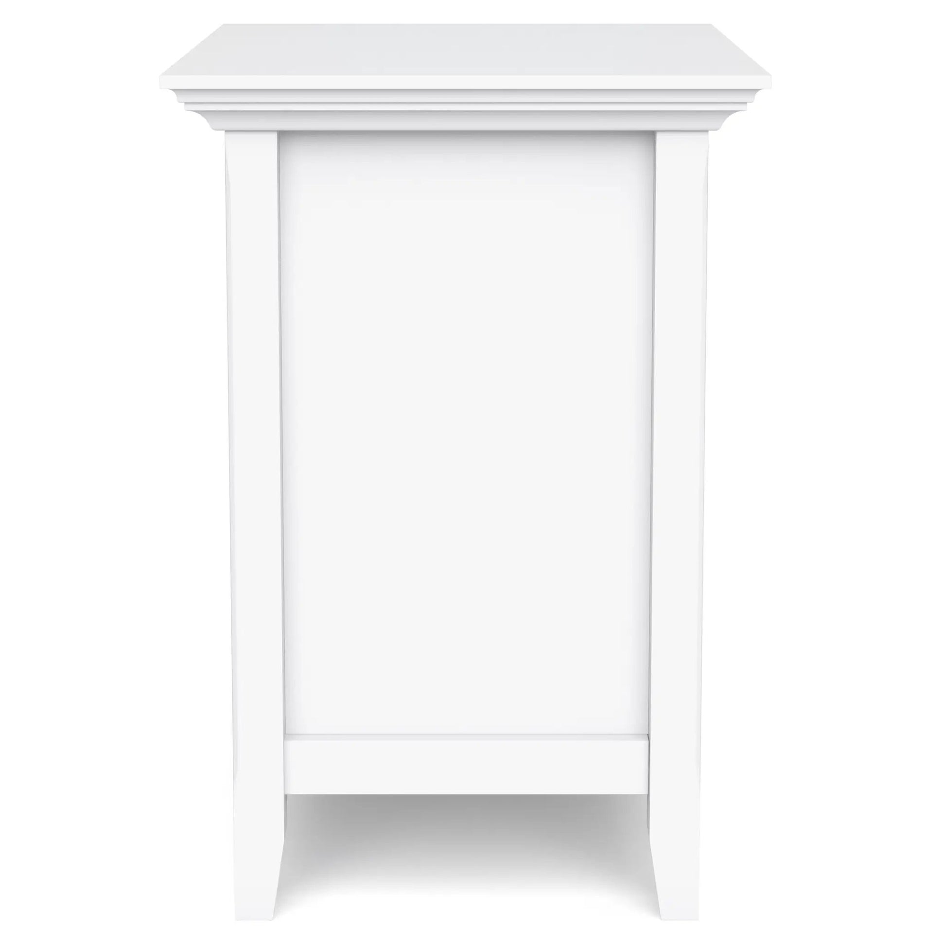 Amherst bedside table handcrafted in white wood with crown molding and open shelf on Tampa Home & Garden Store