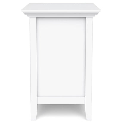 Amherst bedside table handcrafted in white wood with crown molding and open shelf on Tampa Home & Garden Store