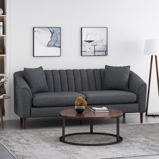 HouseOfZazla Contemporary 3 Seater Sofa in dark gray plush fabric on Tampa Home & Garden Store