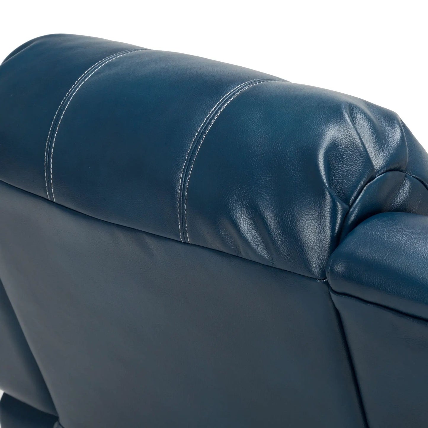 Charlotte Glider Recliner blue leather with white stitch detail Unique Piece Furniture on Tampa Home & Garden Store