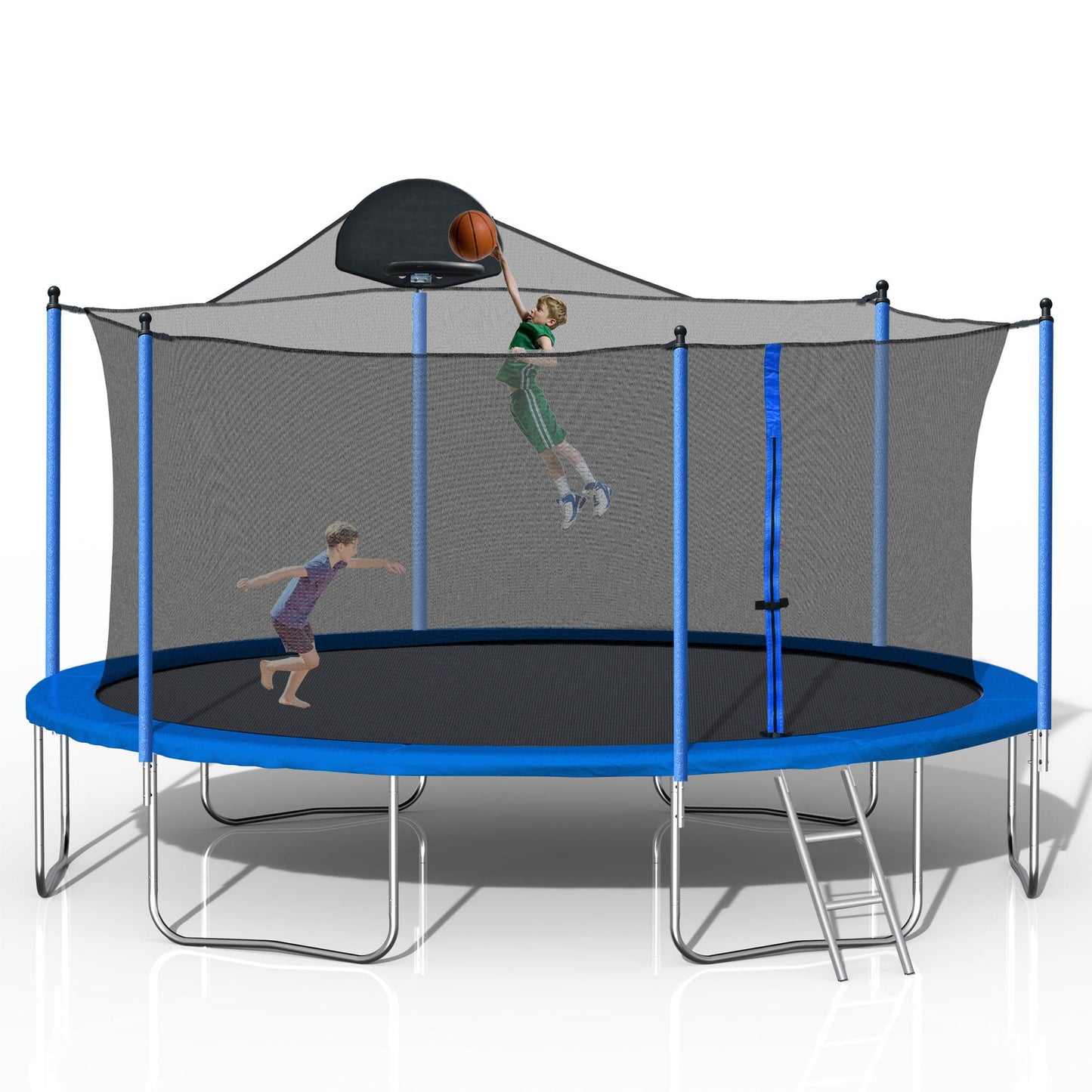14 Ft Trampoline With Basketball Hoop And Net