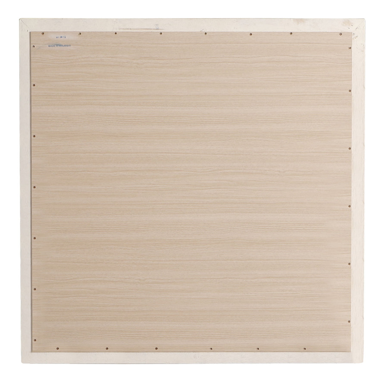 Traditional wall mirror with light wood veneer frame and visible screws back view on Tampa Home & Garden Store