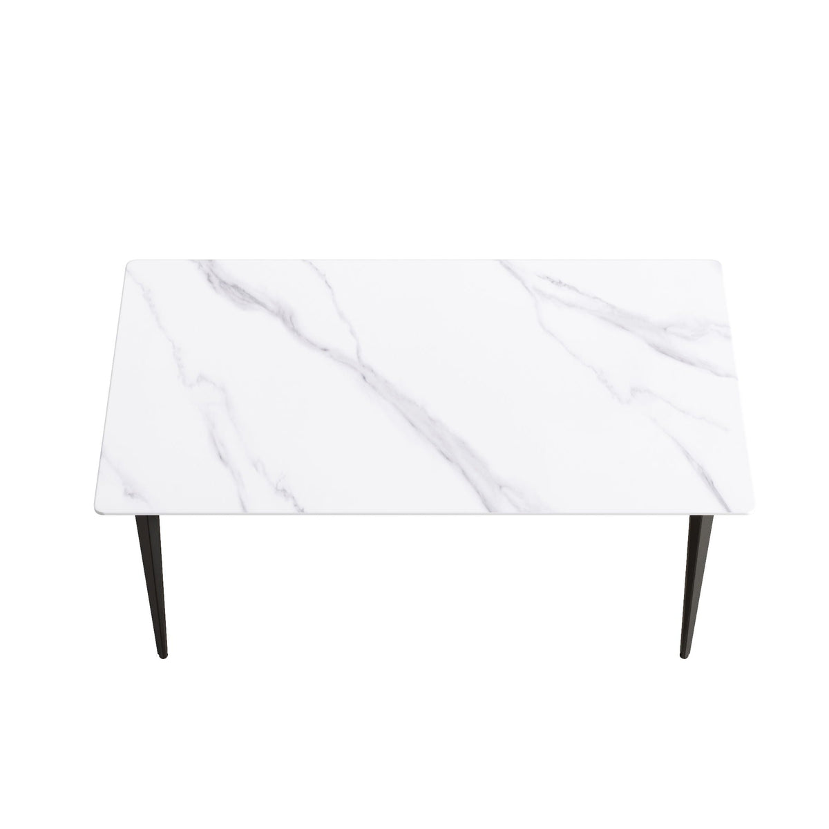 Dining table with white marble-look top and black metal legs by HouseOfZazla on Tampa Home & Garden Store