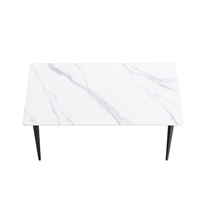 Dining table with white marble-look top and black metal legs by HouseOfZazla on Tampa Home & Garden Store