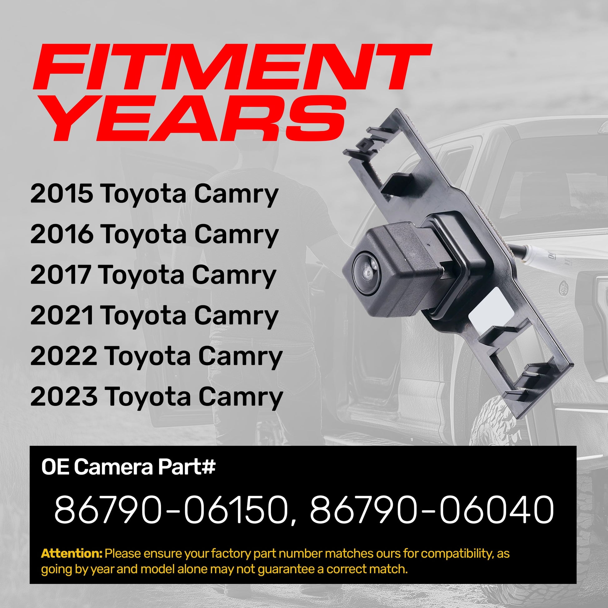 Master Tailgaters Toyota Camry OEM backup camera 86790-06040/86790-06150 on Tampa Home & Garden Store