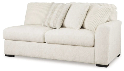 Chessington stationary sectional sofa in cream boucle fabric with ribbed back cushions on Tampa Home & Garden Store