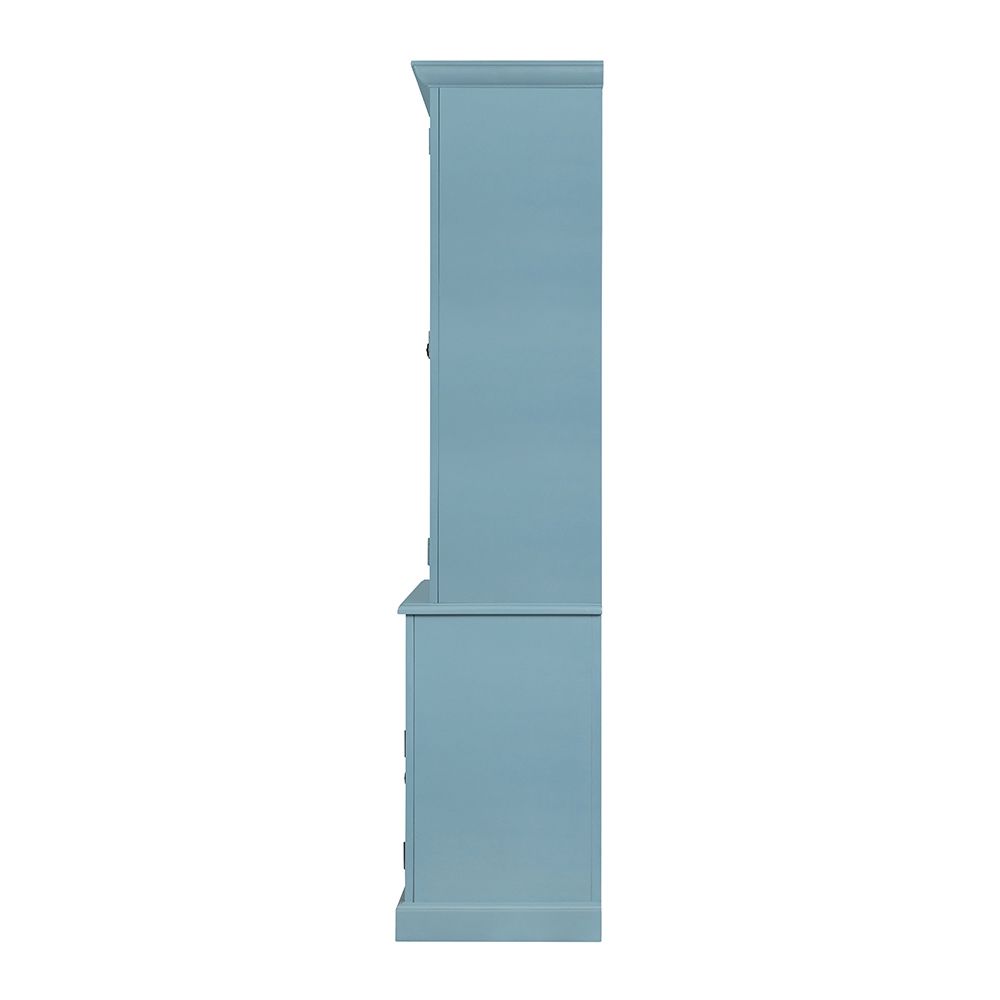 HouseOfZazla blue solid acacia wood accent cabinet with glass doors, two-section storage on Tampa Home & Garden Store