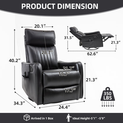 Black faux leather heat massage manual recliner chair by HouseOfZazla with remote on Tampa Home & Garden Store