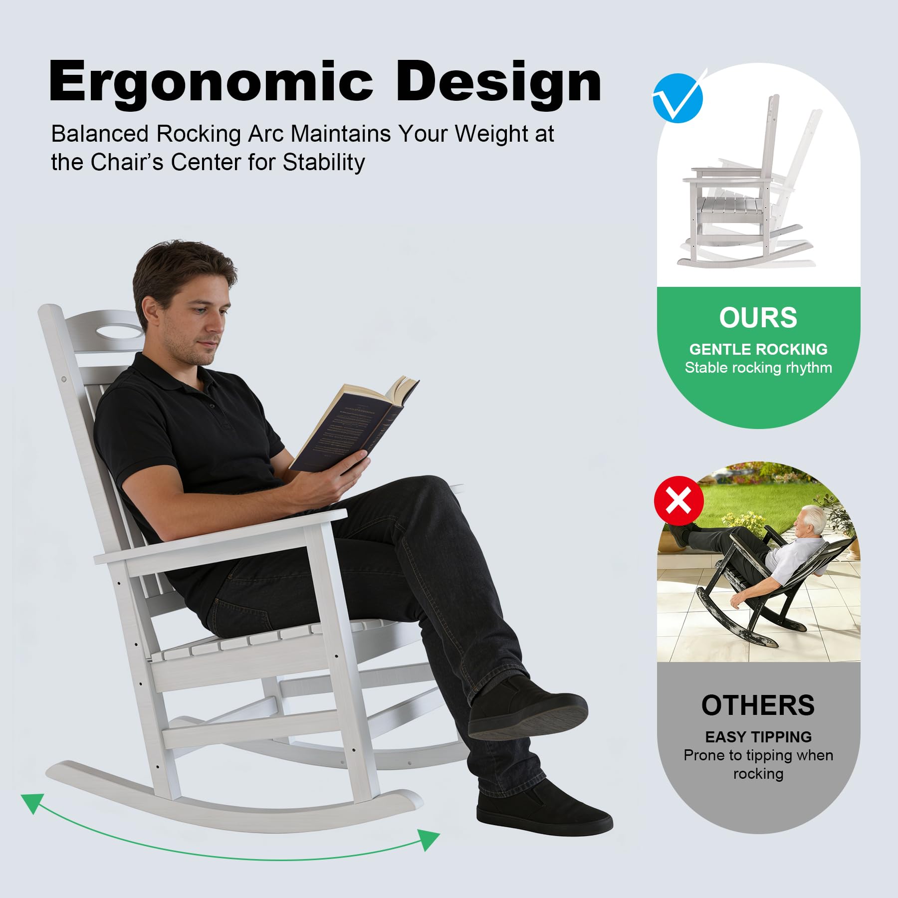 Outdoor Rocking Chair Set of 2, white patio seating by HouseOfZazla, ergonomic design on Tampa Home & Garden Store