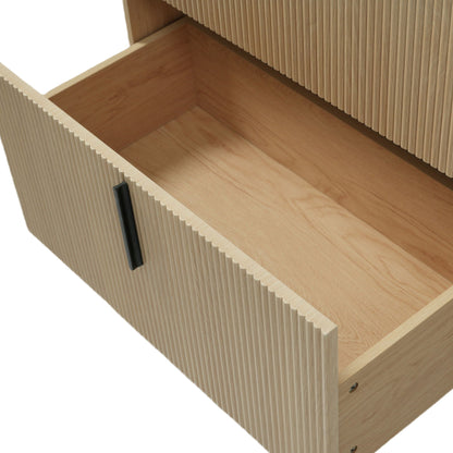 Bathroom vanity drawer interior in light brown wood with vertical fluted panels HouseOfZazla on Tampa Home & Garden Store