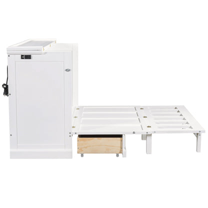 Murphy bed chest cube cabinet in white pine with charging station and drawer by HouseOfZazla on Tampa Home & Garden Store