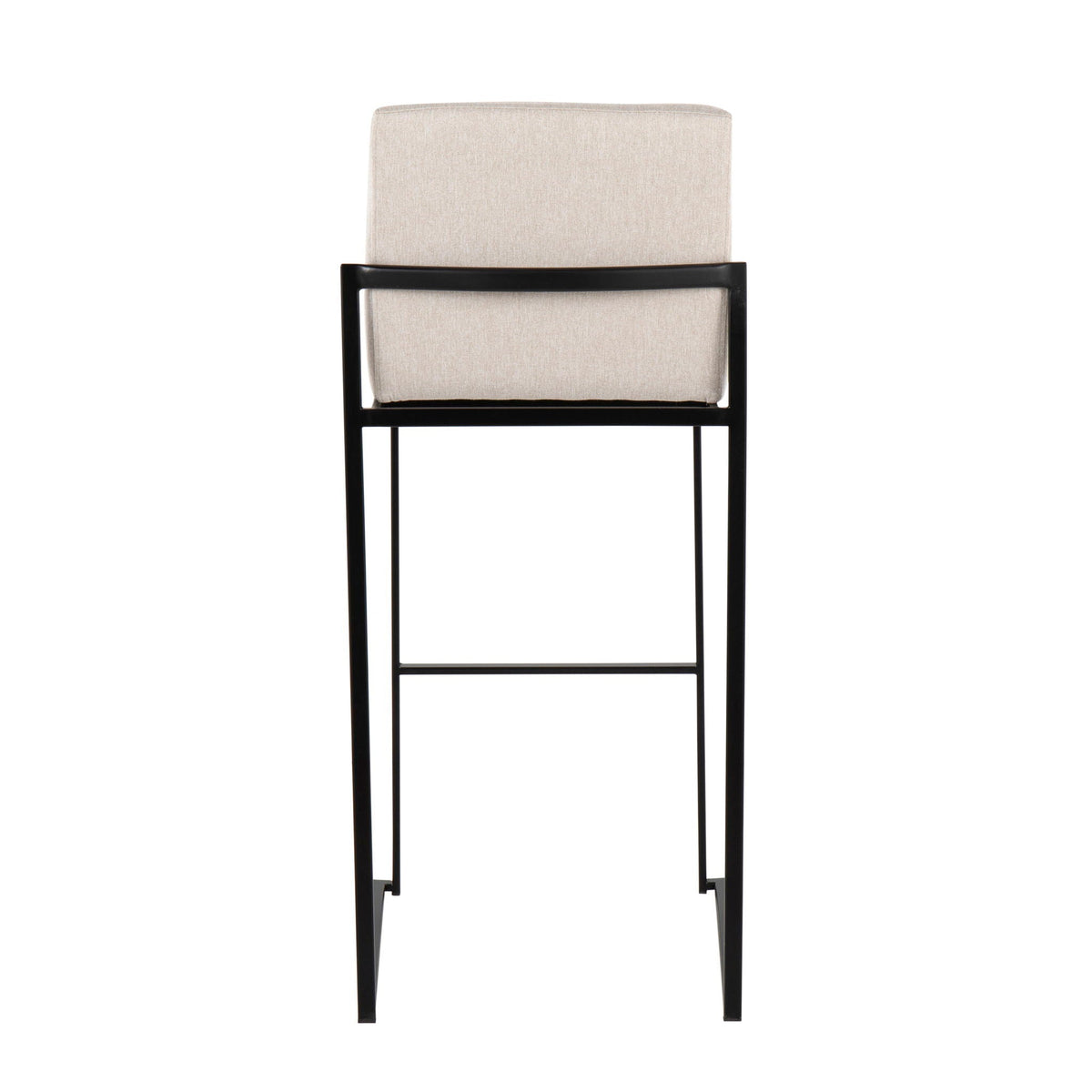 High back beige fabric bar stool with black metal frame HouseOfZazla on Tampa Home & Garden Store