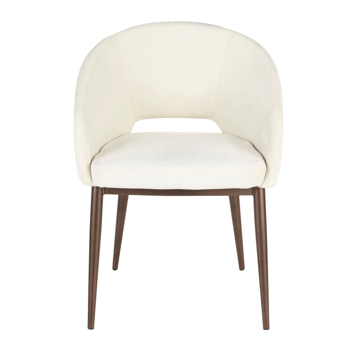 Contemporary chair with cut-out backrest, cream upholstery, copper legs, HouseOfZazla kids' side chair on Tampa Home & Garden Store