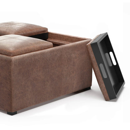 Avalon storage ottoman coffee table in brown leather with black frame Unique Piece Furniture on Tampa Home & Garden Store