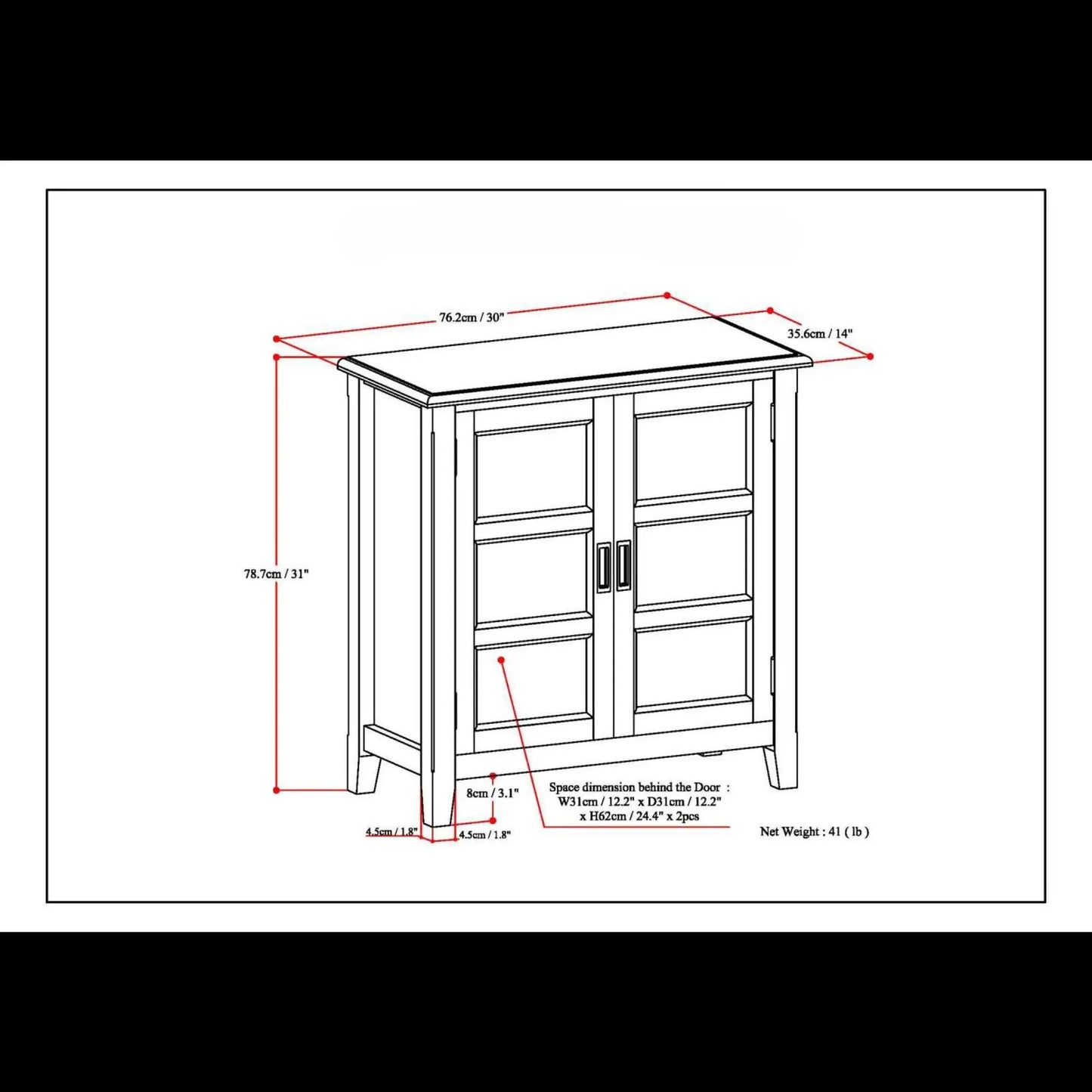 Burlington handcrafted low storage cabinet, accent cabinet by Unique Piece Furniture line drawing on Tampa Home & Garden Store