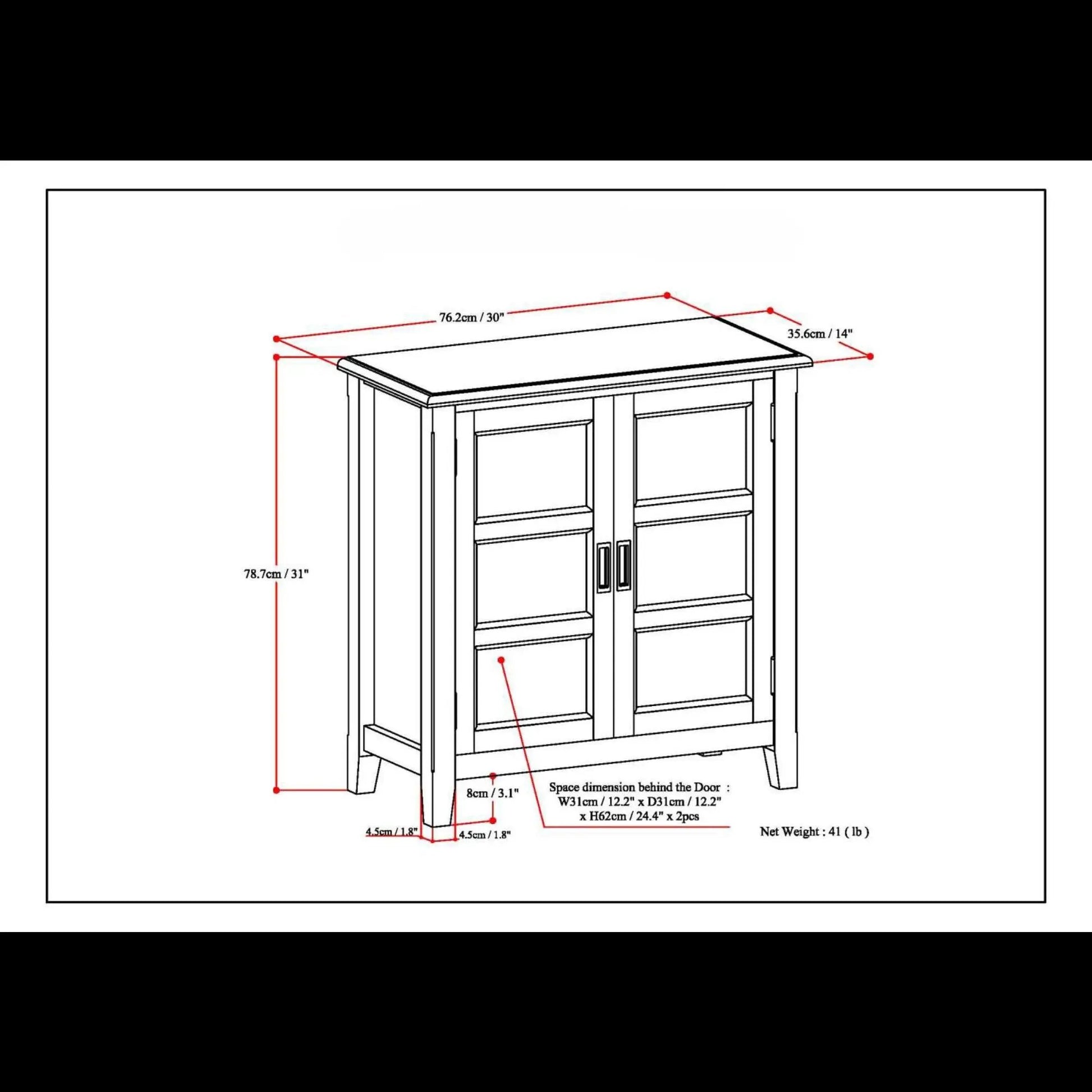 Burlington handcrafted low storage cabinet, accent cabinet by Unique Piece Furniture line drawing on Tampa Home & Garden Store