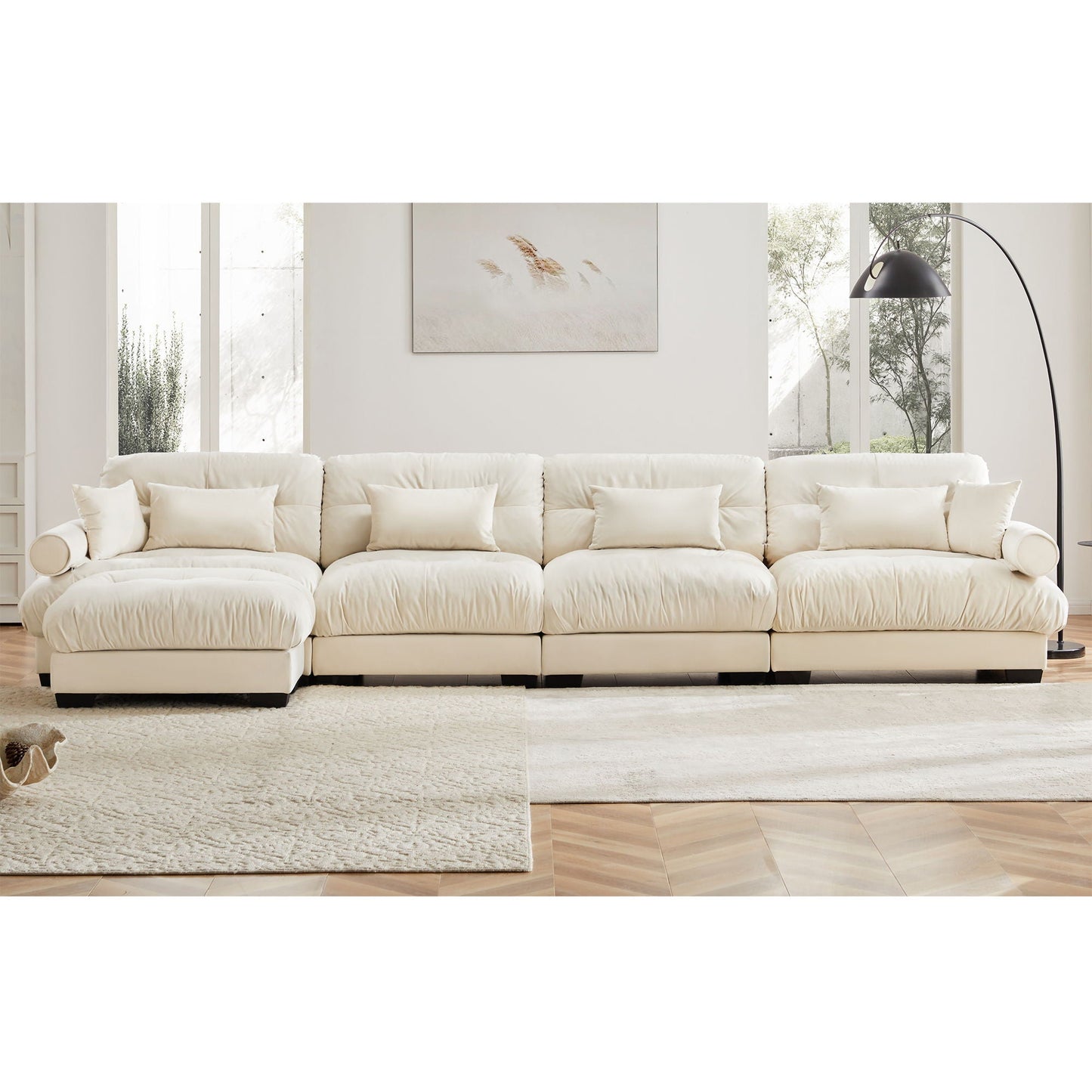 Oversized Modular Sofa with Movable Ottoman