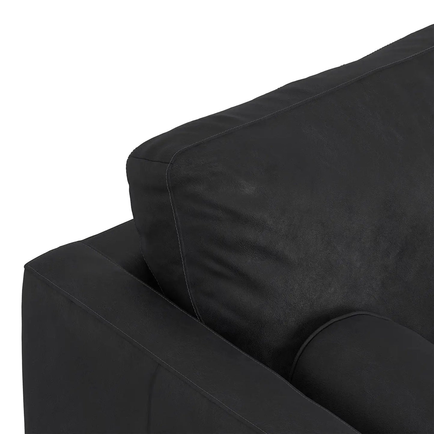Morrison sofa and ottoman set black leather upholstery with visible stitching detail on Tampa Home & Garden Store