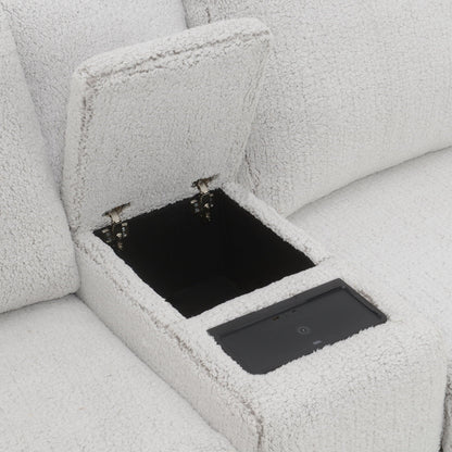 Tarrance gray power recliner sectional by HouseOfZazla; boucle upholstery and hardware on Tampa Home & Garden Store