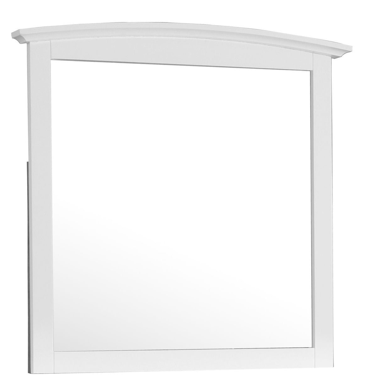 Elegant wall mirror with white wood veneer frame and curved crown molding HouseOfZazla on Tampa Home & Garden Store