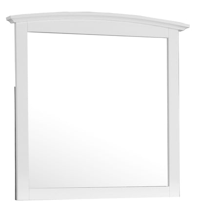 Elegant wall mirror with white wood veneer frame and curved crown molding HouseOfZazla on Tampa Home & Garden Store