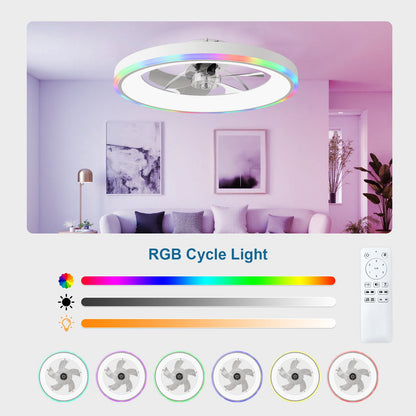 HouseOfZazla 23.6in Modern RGB Ceiling Fan with Lights white finish RGB LED ring on Tampa Home & Garden Store