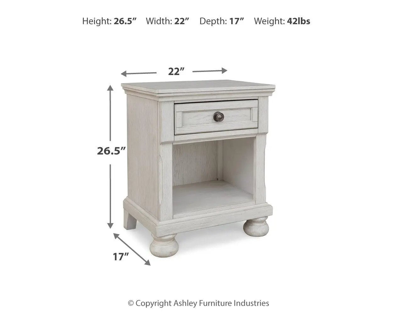 Robbinsdale One Drawer Night Stand Antique White