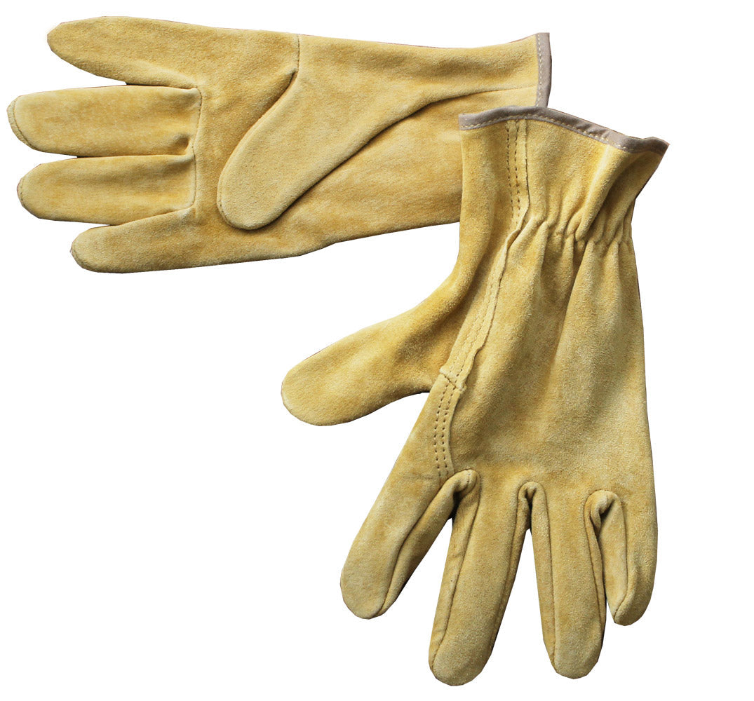 Manswork Leather Work Gloves pair, tan suede, USA-made on Tampa Home & Garden Store