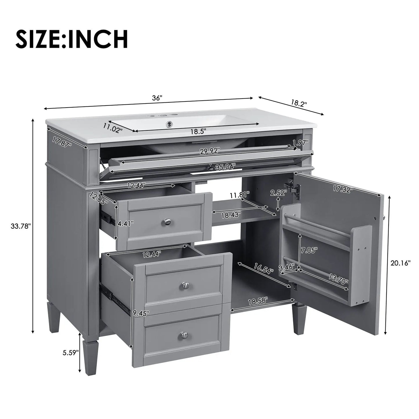 Bathroom Vanity With Top Sink and 2 Drawers
