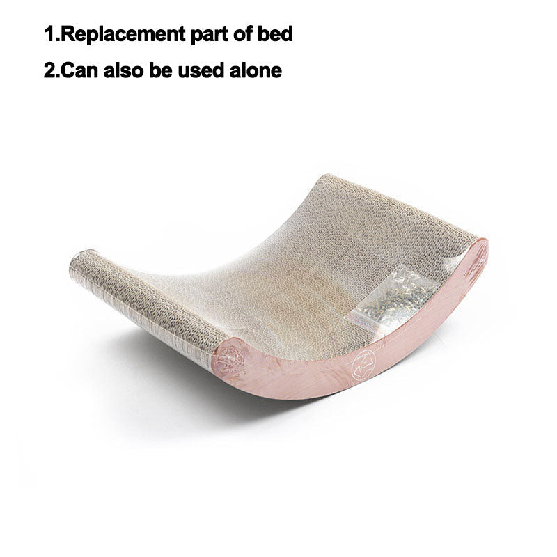 U-shaped bed cat scratcher by Sell My Stuff, beige curved surface with pink ends on Tampa Home & Garden Store