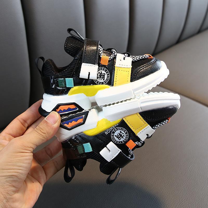 Stevvex baby walking sneakers pair, multicolor black yellow white with straps non-slip sole on Tampa Home & Garden Store