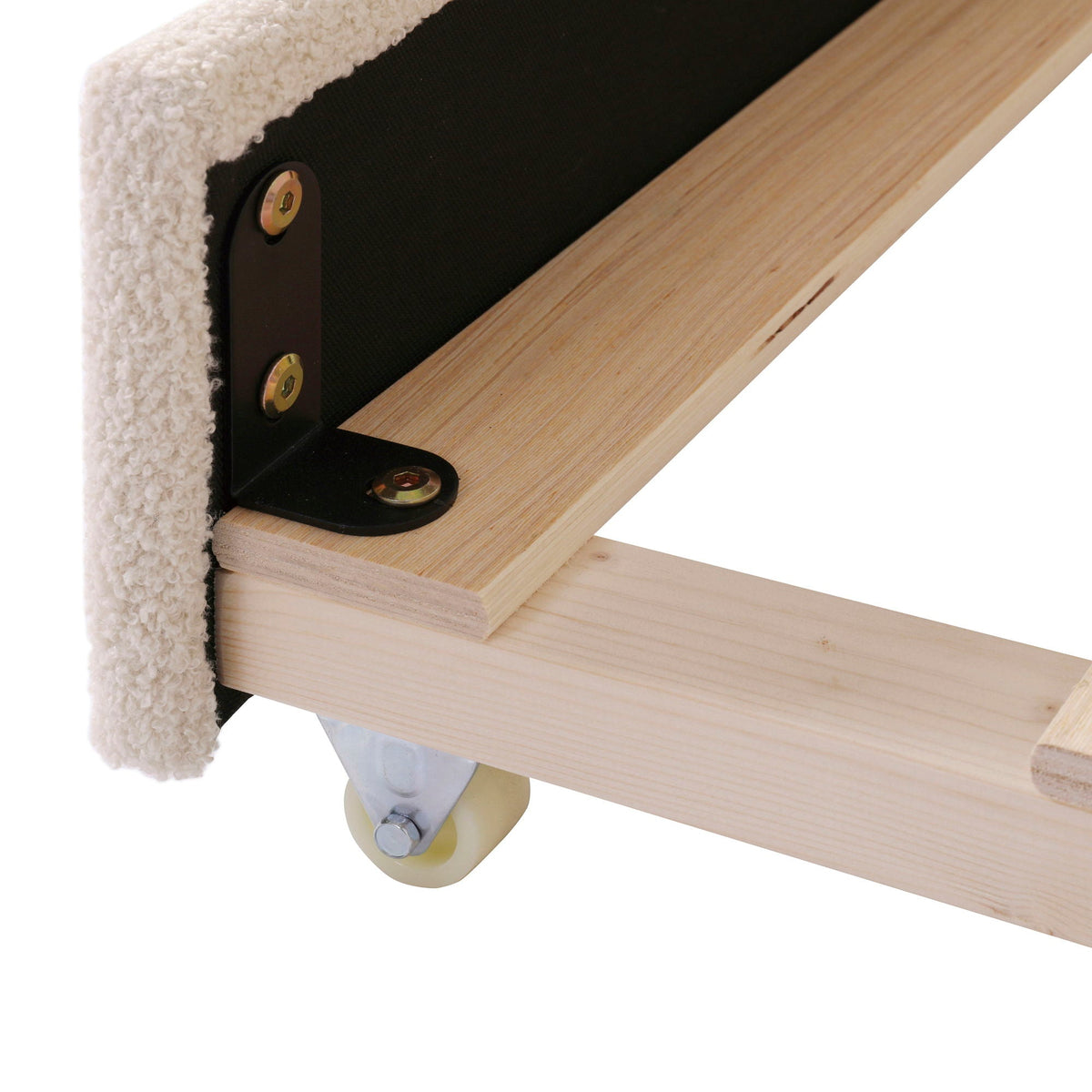 Upholstered daybed with storage and trundle, wood frame, cream fabric edge with casters on Tampa Home & Garden Store