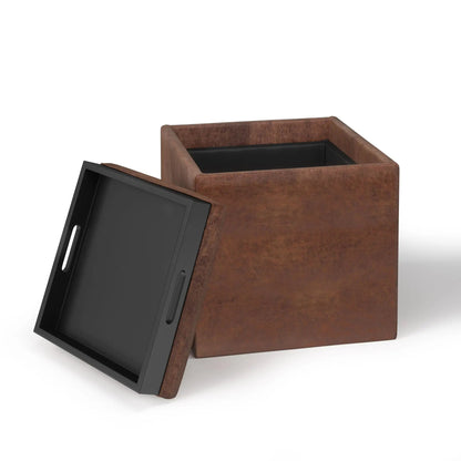 Rockwood Upholstered Cube Ottoman with Tray