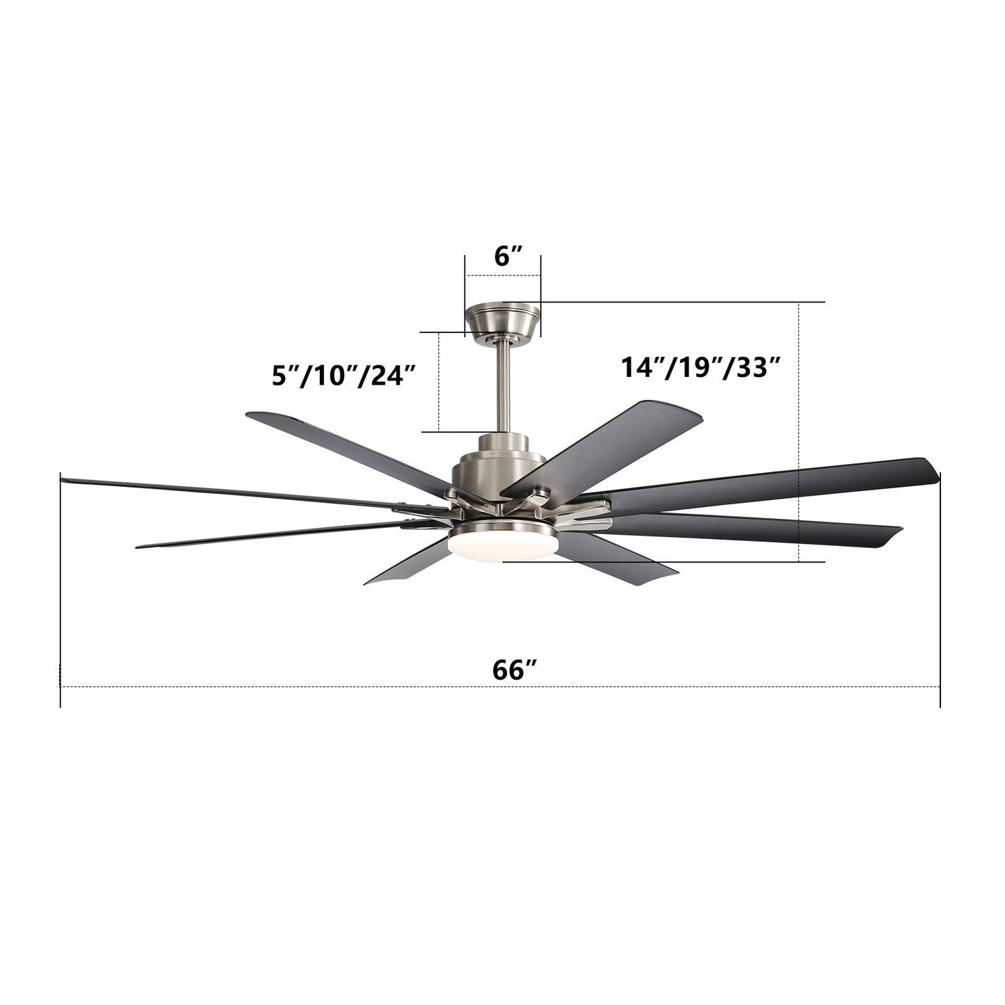Ceiling fan with dimmable LED light by HouseOfZazla, 8 blades, DC motor, remote on Tampa Home & Garden Store