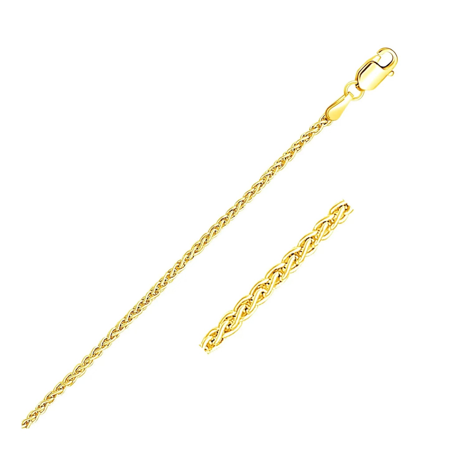 2.1mm 14k yellow gold round wheat chain necklace with lobster clasp by Bids.com on Tampa Home & Garden Store