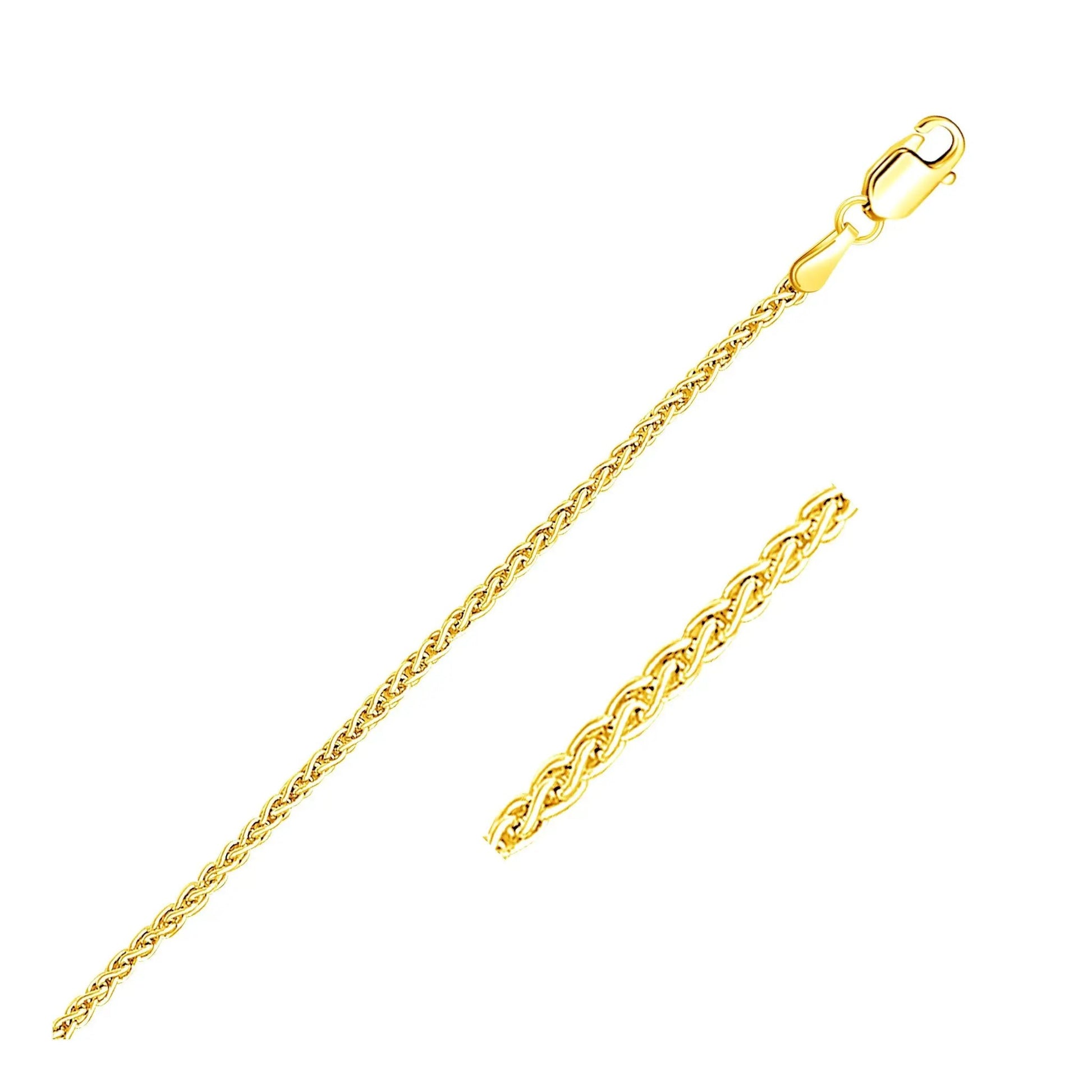 2.1mm 14k yellow gold round wheat chain necklace with lobster clasp by Bids.com on Tampa Home & Garden Store