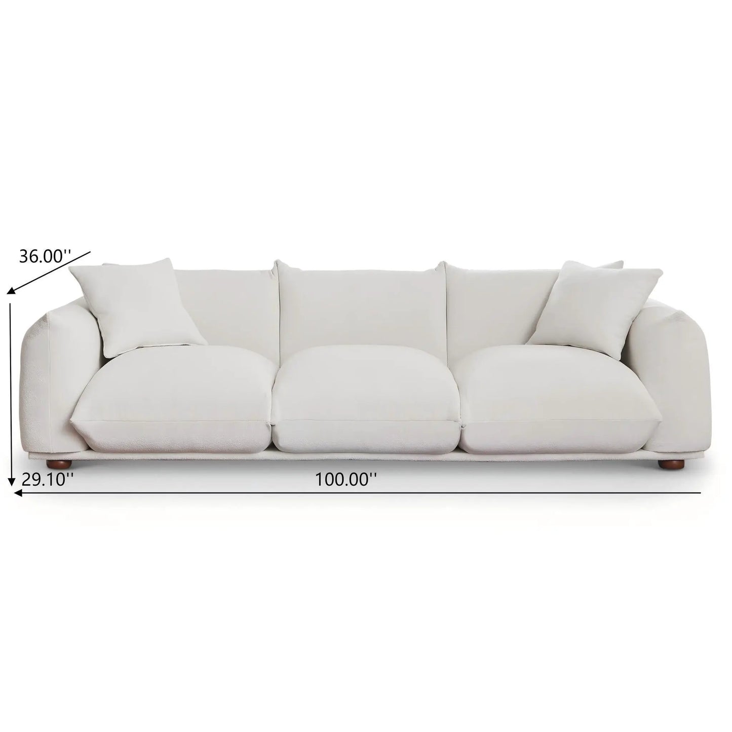 Kely Upholstered Sofa white fabric three-seat stationary sofa Unique Piece Furniture on Tampa Home & Garden Store