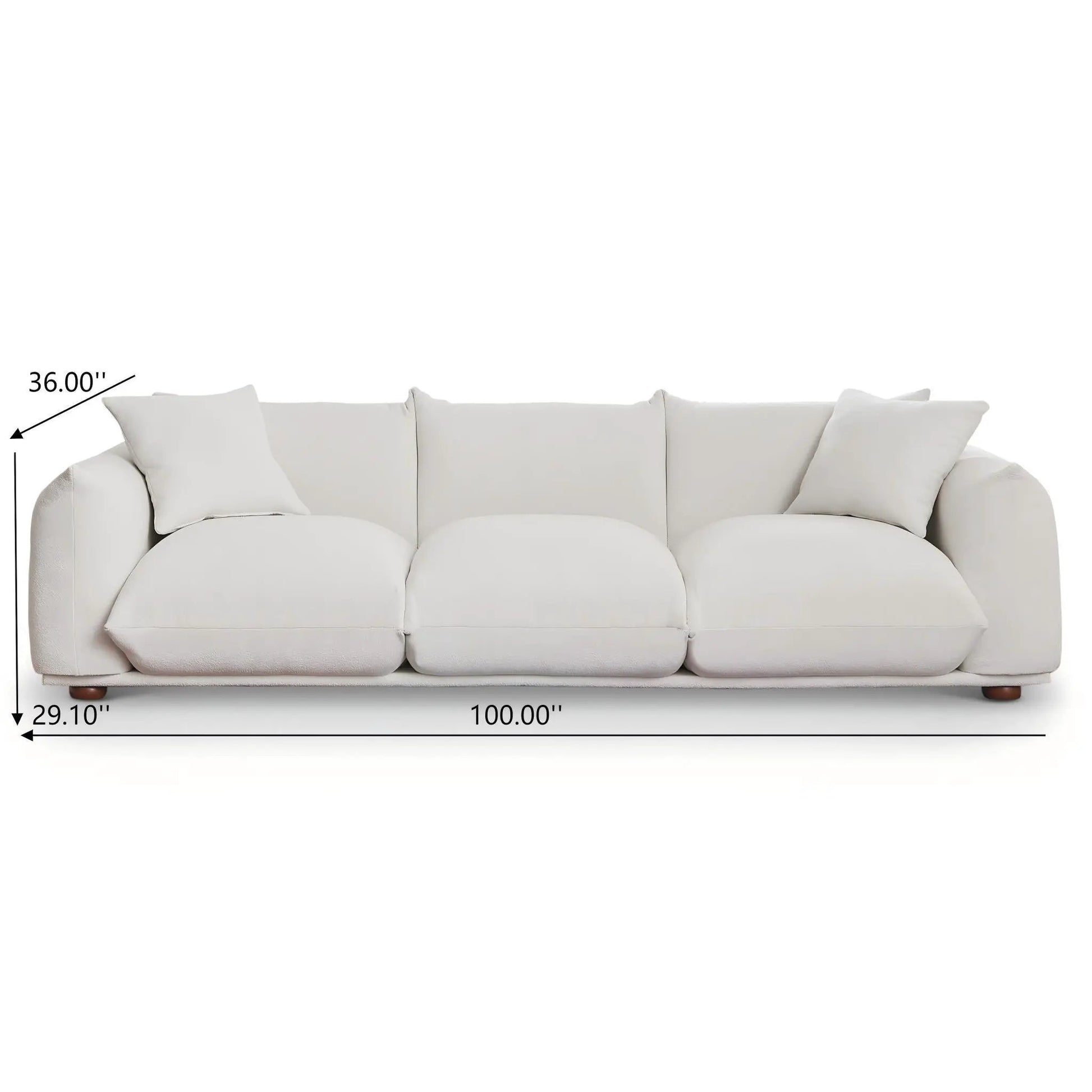 Kely Upholstered Sofa white fabric three-seat stationary sofa Unique Piece Furniture on Tampa Home & Garden Store