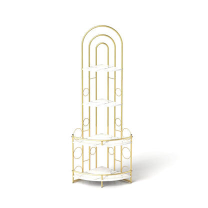 Gold 4-Tier Corner Bookshelf, Modern Style, Plant Stand with Metal Frame - Tampa Home & Garden Store