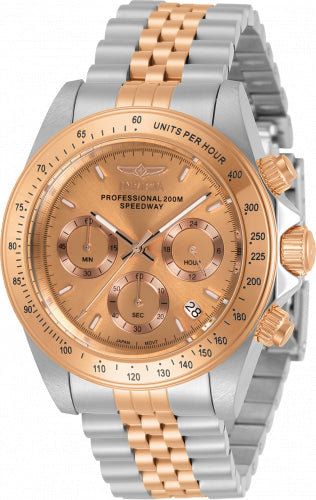 Invicta Speedway watch two-tone stainless chronograph with rose-gold bezel and silver bracelet on Tampa Home & Garden Store