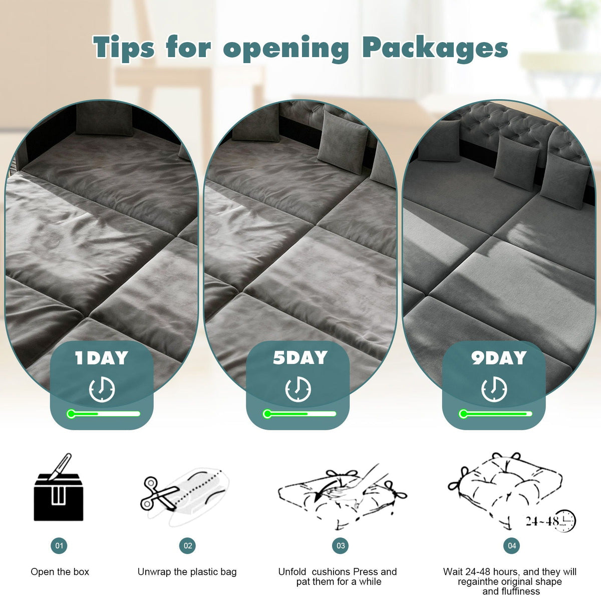 3 In 1 Convertible Sofa and Ottoman Bed