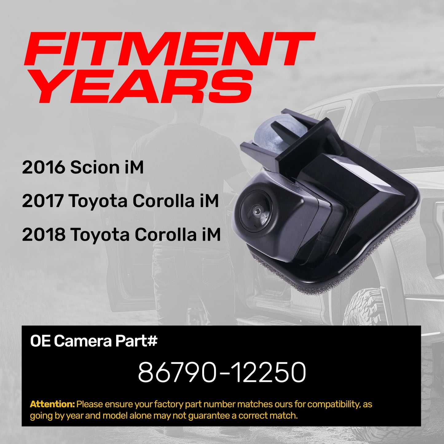 Master Tailgaters backup camera for Toyota Corolla iM 2017-2018 / Scion iM 2016, 86790-12250 on Tampa Home & Garden Store