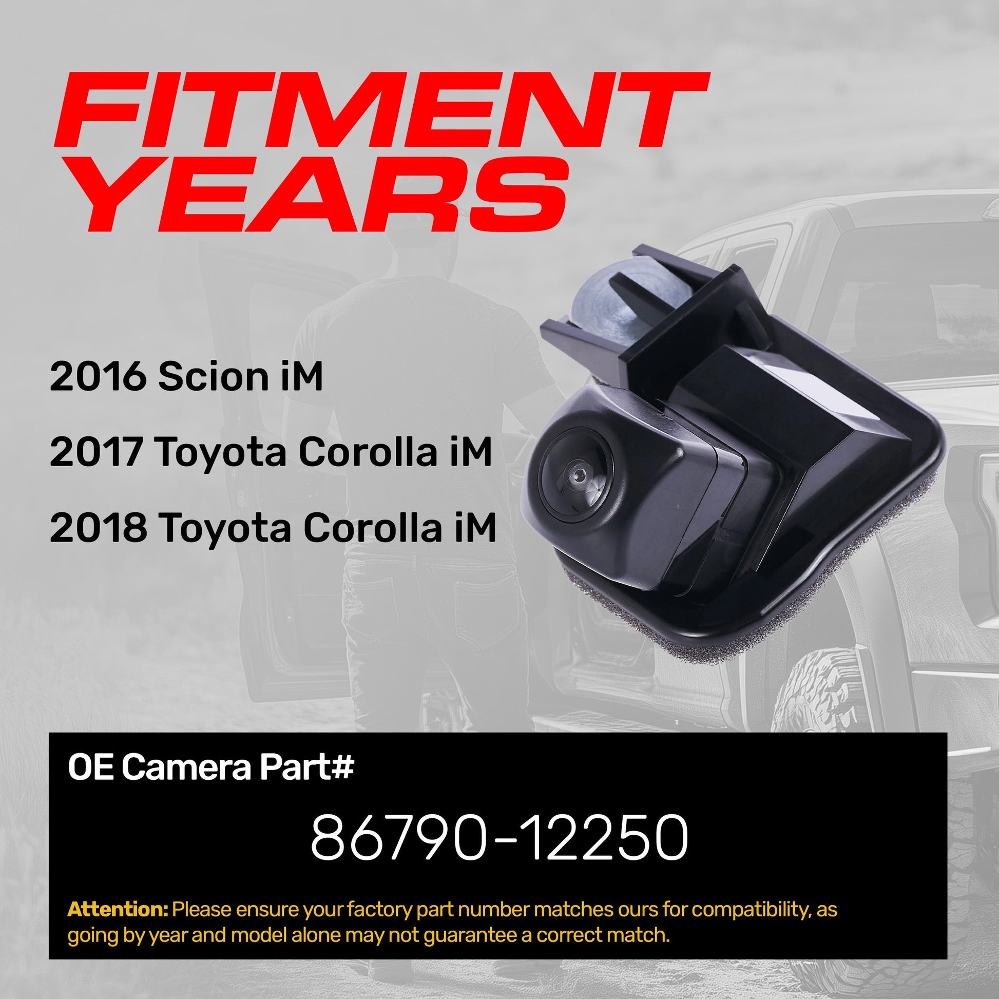 Master Tailgaters backup camera for Toyota Corolla iM 2017-2018 / Scion iM 2016, 86790-12250 on Tampa Home & Garden Store