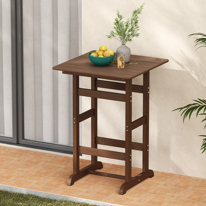 Mesa de bar cuadrada de 30 pulgadas, mesa de comedor con tablero de listones para junto a la piscina - Marrón