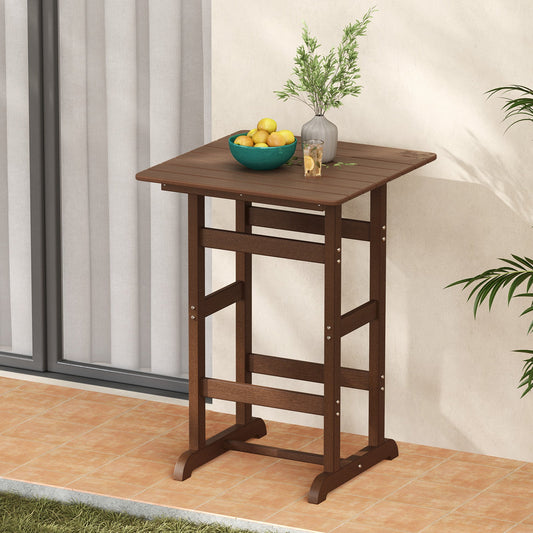 30 Inch Square Bar Table Dining Table with Slatted Tabletop for Poolside-Brown - Tampa Home & Garden Store