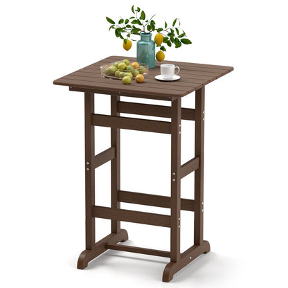 Mesa de bar cuadrada de 30 pulgadas, mesa de comedor con tablero de listones para junto a la piscina - Marrón